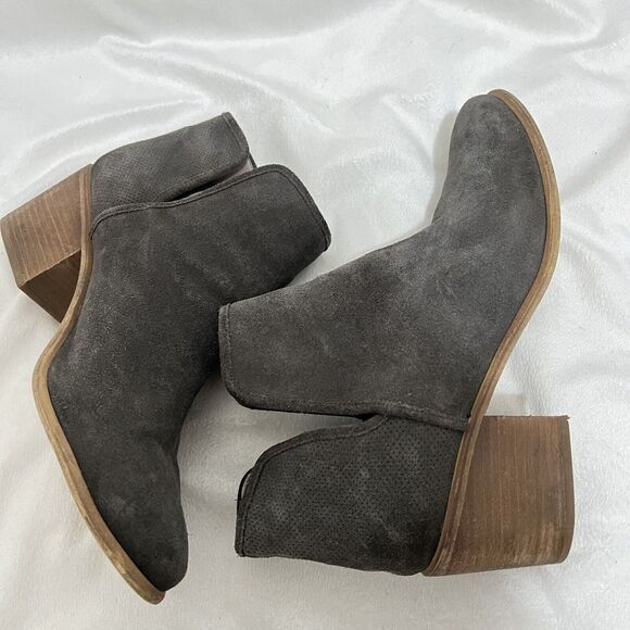 Hinge Ankle Boots Size 12 M Gray Booties Block Heel 58665 Boho Western Minimal - Picture 7 of 9